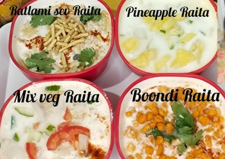 CHOICE OF RAITA BOONDI PINEAPPLE CUCUMBER PUDINA MIX VEGETABLES