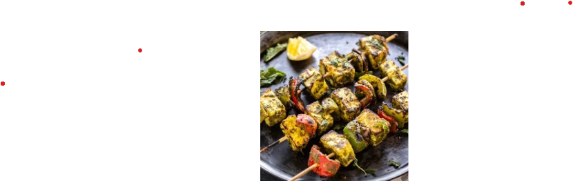 PANEER TIKKA HARIYALI ( PANEER MARINATED IN MINT SPINACH WITH SPICES AND GRILLED OVER CHARCOAL )
